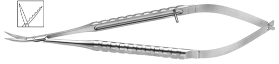 Micro-tijera Gomel 16cm curva dentada