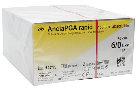 AnclaPGA Sutura absorbible. DSM11-6/0-70cm.C/24u.