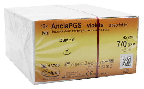 AnclaPGS Sutura absorbible. DSM10-7/0-45cm. C/12